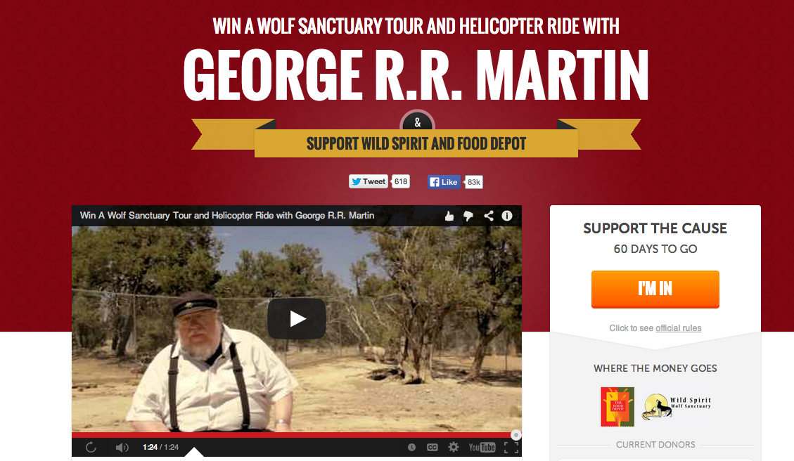 Not exactly a meme but a good cause that george is supporting. And hey if you've got $7500 you can get his hat! or $20K will get you in the novel